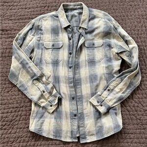 Kuhl Gray and Cream Plaid Casual Button Down Shirt